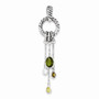 Sterling Silver Antiqued Brown/Green/Yellow/Clear CZ Pendant