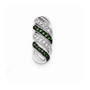 Sterling Silver Polished CZ & Green Glass Stone Pendant