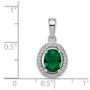 Sterling Silver Rhodium-plated w/ Green & White CZ Oval Pendant