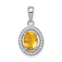 Sterling Silver Rhodium-plated w/ Yellow & White CZ Oval Pendant