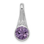 Sterling Silver Rhodium-plated w/CZ and Amethyst Pendant