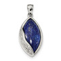 Sterling Silver Rhodium-plated Polished with CZ and Lapis Pendant