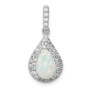 Sterling Silver Rhodium-Plated CZ & Synthetic Opal Pendant