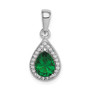 Sterling Silver Rhodium Plated Green & Clear CZ Pendant