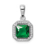 Sterling Silver Rhodium Plated Green & Clear CZ Pendant