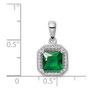 Sterling Silver Rhodium Plated Green & Clear CZ Pendant