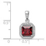 Sterling Silver Rhodium Plated Red & Clear CZ Pendant