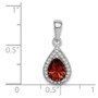 Sterling Silver Rhodium-Plated Red & Clear CZ Pendant