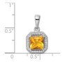 Sterling Silver Rhodium Plated Yellow & Clear CZ Pendant