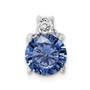 Sterling Silver Rhod-plated Blue and White CZ Chain Slide