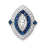 Sterling Silver Rhodium-plated CZ & Synthetic Blue Spinel Chain Slide