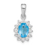 Sterling Silver Rhodium-plated Blue CZ Pendant