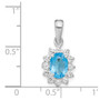 Sterling Silver Rhodium-plated Blue CZ Pendant