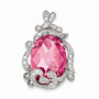 Sterling Silver Pink and Clear CZ Pendant Slide