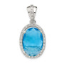 Sterling Silver Oval Blue CZ Pendant