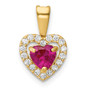 14K Polished Red & Clear CZ Heart Pendant