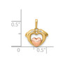 14K Two-tone CZ Dolphins with Heart Pendant