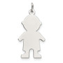 Sterling Silver Rhod-plated ENG. Boy Polished Front/Satin Back Disc Charm