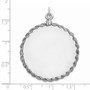 SS Rh-plt Engraveable Round with Rope Polished Front/Satin Back Disc