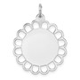 Sterling Silver Rh-plt Engraveable Polished Front/Satin Back Disc Charm