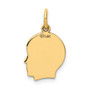 14k Plain Small .035 Gauge Facing Right Engravable Boy Head Charm