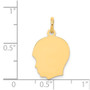 14k Plain Medium .035 Gauge Facing Left Engravable Boy Head Charm