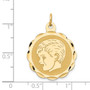 14k Boy Head on .011 Gauge Engravable Scalloped Disc Charm