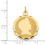 14k Boy Head on .018 Gauge Engravable Scalloped Disc Charm