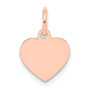 14k Rose Gold Plain .011 Gauge Engraveable Heart Disc Charm