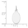 14k White Gold Plain .011 Gauge Oval Engravable Disc Charm