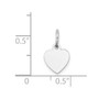 14k White Gold Plain .009 Gauge Engravable Heart Charm