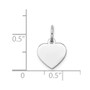 14k White Gold Plain .011 Gauge Engravable Heart Charm