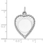 14k White Gold Etched Design .013 Gauge Engravable Heart Charm