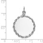 14k White Gold .013 Gauge Round Engravable Disc with Rope Charm