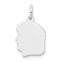 14k White Gold Plain Small Facing Left Engravable Girl Charm