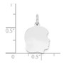 14k White Gold Plain Medium Facing Right Engravable Girl Charm