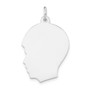 14k White Gold Plain Medium Facing Left Engravable Boy Charm