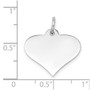 14k White Gold Plain .018 Gauge Engraveable Heart Disc Charm
