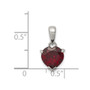 Sterling Silver Rhodium Garnet Pendant