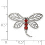 Sterling Silver Rhodium Garnet Dragonfly Pendant