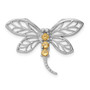 Sterling Silver Rhodium Citrine Dragonfly Pendant