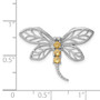 Sterling Silver Rhodium Citrine Dragonfly Pendant