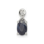 Sterling Silver Rhodium Plated Diamond & Sapphire Oval Pendant