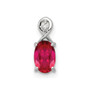 Sterling Silver Rhodium Plated Diamond & Ruby Oval Pendant