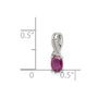 Sterling Silver Rhodium Plated Diamond & Ruby Oval Pendant