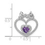 Sterling Silver Rhodium Plated Diamond & Amethyst Heart Pendant