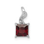 Sterling Silver Rhodium Plated Diamond & Garnet Square Pendant