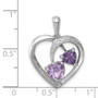 Sterling Silver Rhodium Plated Diamond/Amethyst/Pink Quartz Pendant