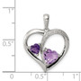 Sterling Silver Rhodium Diamond/Amethyst/Pink Quartz Heart Pendant