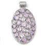 Sterling Silver Rhodium Plated Oval Amethyst Pendant